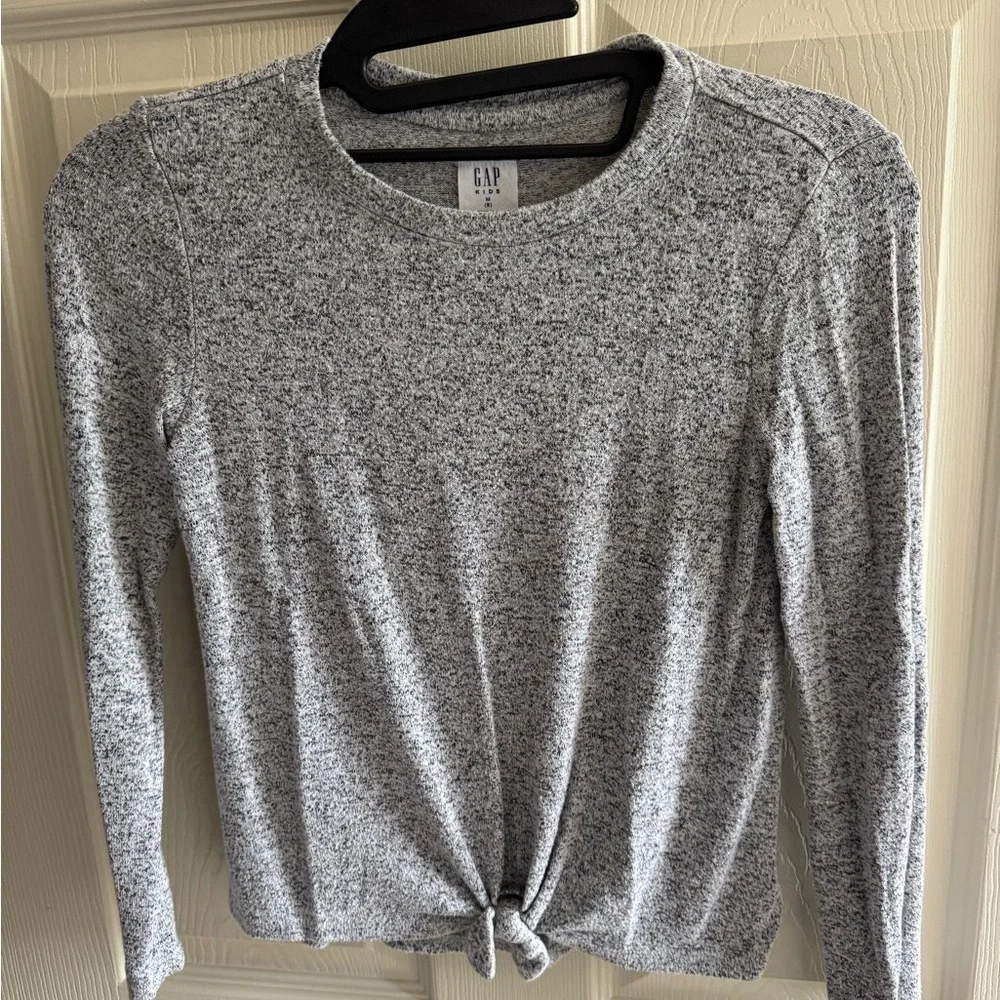 GAP kids Heathered Gray Knot Front Blouse